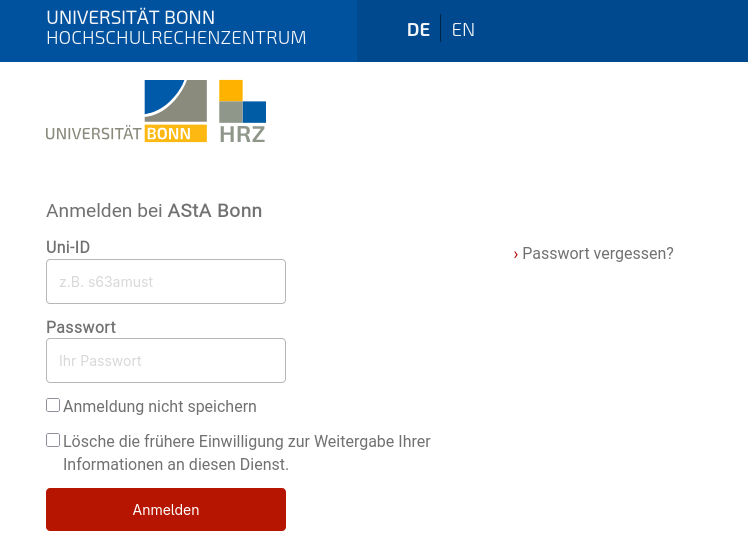 Screenshot of the login dialog for the Uni-ID